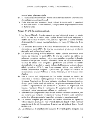 Decreto Supremo Nº 1842 que regula tasas de interés de créditos para ...