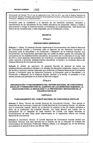 DECRETO NÚMERO, 1965
Continuación del Decreto "Por el cual se reglamenta la Ley 1620 de 2013, que crea el Sistema Nacional...