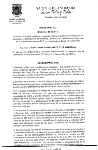 Decreto 232 calendario tributario