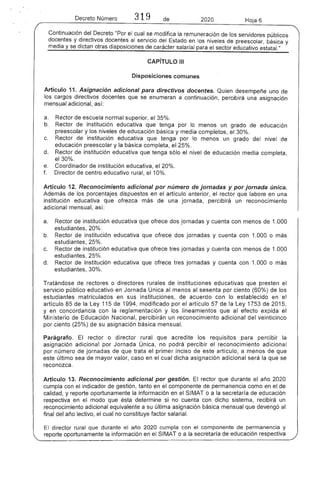 Tabla salarial docente 2020 -  Decretos 1278  y 2277.