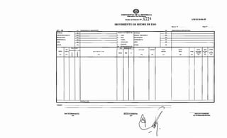 F.C.- 04 (!) DEPENDENCIA REMITENTE
ENTIDAD (2)
UNIDAD JERARQUICA (3)
REPARTICION (4)
DEPENDENCIA (5)
AREA J6J
LUGAR (7)
Especificación
SUB (12)
CUENTA CUENTA
M
(10) (11)
1
.g
l
OBSERV.
JEFE DE DEPENDENCIA
(23)
DESCRI PC ION
(13)
TOTALES
PRESIDENCIA DE LA REPÚBLICA
lVfinisteria de Hac:ionda
Anexo al Decreto :N" 477~
MOVIMIENTO DE BIENES DE USO
ORIGEN OMOYJMIENTO (8) ENTIDAD
A... ALTA UNIDAD JERARQUICA
B. ......BAJA REPARTICION
C~ ~·~· ..COMPRA DEPENDENCIA
D ...... DONACIONES AREA
T .......TRASPASO
LUGAR
RM .~.REPARACION MAYOR
(14) INSTRUMENTO
ROlULAOO
FECHA TIPO N"
(15)
JEFE DE PATRIMONIO
(24)
CANTIDAD
(16)
/
(9)'~ '
(9)
(9)
(9)
(9)
(9)
(9)
VALOR
UNITARIO
(17)
~
/ 1
ANEXO B-06-09
Movim. N° HojaN°.
DEPENDENCIA RECEPTORA
VALOR FECHA Aflos ORIGEN
TOTAL SIGNO DE INCORPC. DE VIDA o
(18) (19)
OMOVIM. liTIL MOVIM.
(20) (21) (22)
JEFE DE PATRIMONIO
(25) ENTIDAD RECEPTORA
1
 