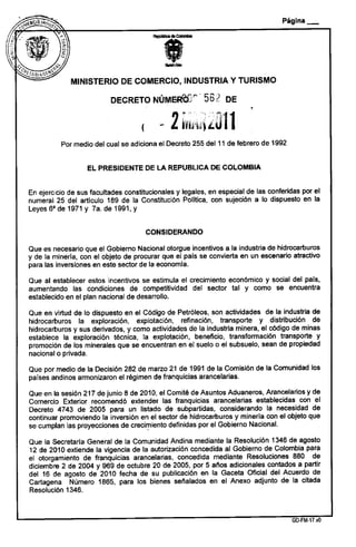Decreto 562 de 2011