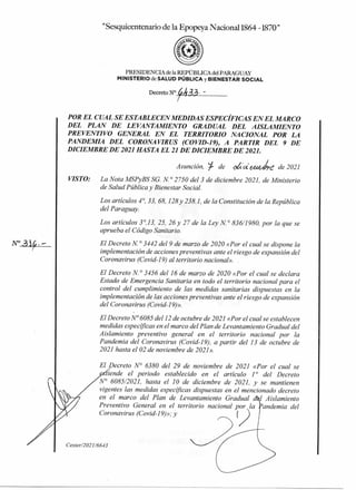 í
"Sesquicentenario de la Epopeya Naciona11864 -1870"
PRESIDENCIA de la REPÚBLICA del PARAGUAY
MINISTERIO de SALUD PÚBLICA...