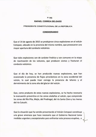 Decreto 755 Ecuador Estado de Excepción