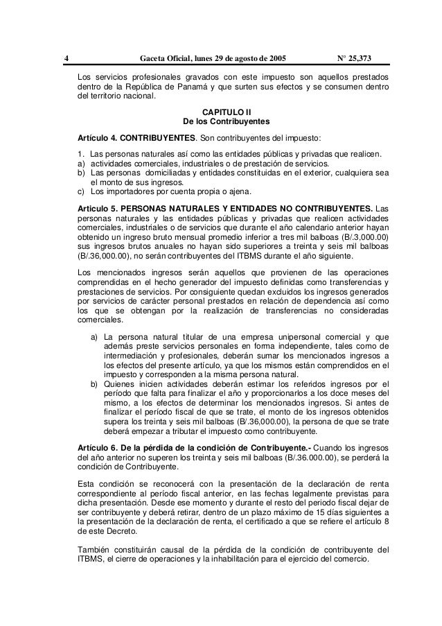 Decreto 84 itbms