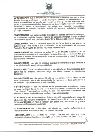 Decreto de calamidade Santa Quitéria