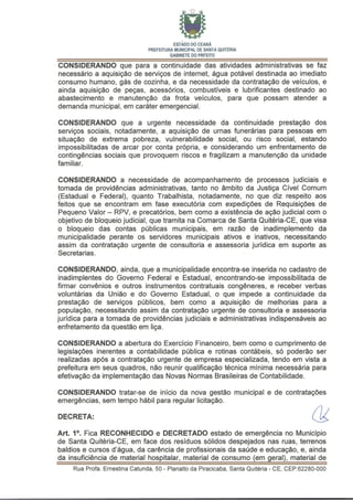 Decreto de calamidade Santa Quitéria