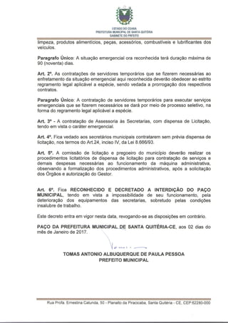 Decreto de calamidade Santa Quitéria
