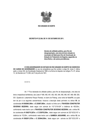 Decreto declarando up jaguaribe redinha