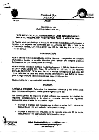 Decreto 104 de diciembre 11 de 2017