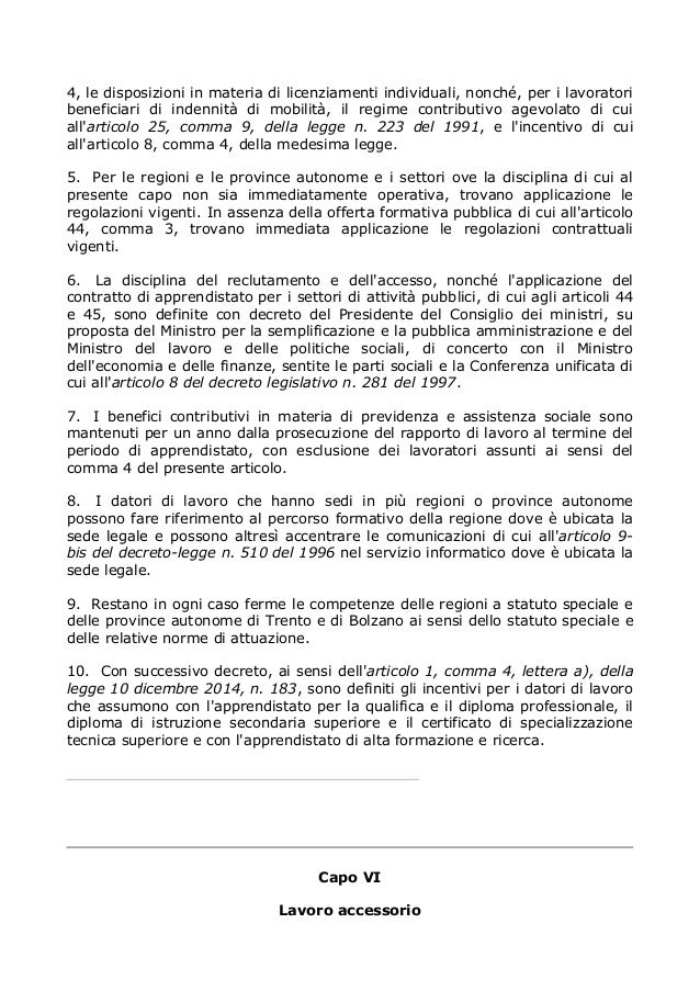 Decreto Legislativo n. 81/2015