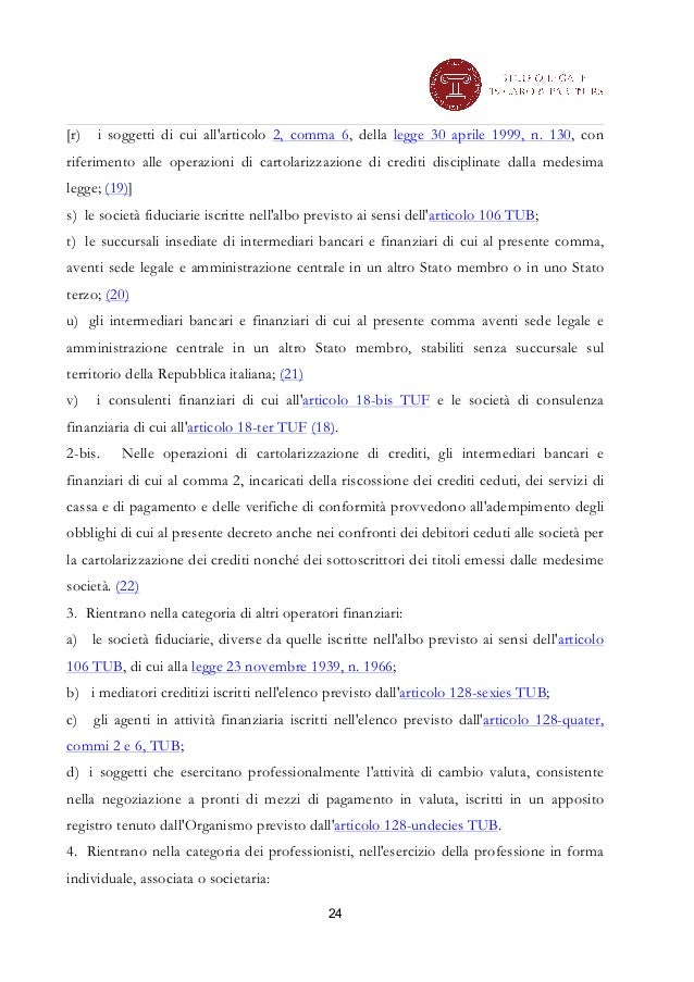 Decreto legislativo 231 del 2007 integrato