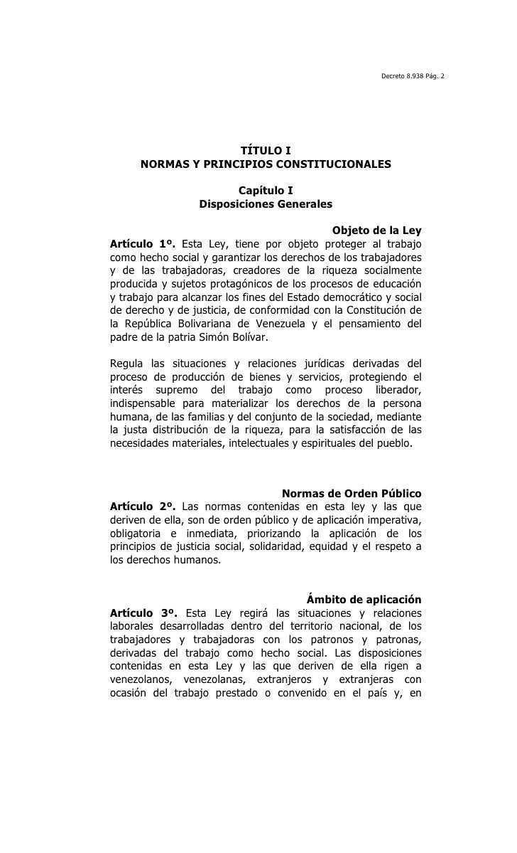 Decreto ley organica del trabajo