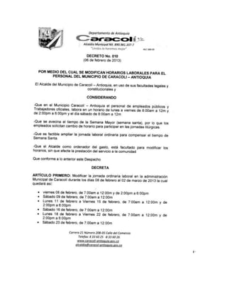 Decreto modifcacion horario 2013