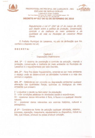 Decreto municpal de lassance   17-2010