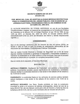Decreto n 081 del 23 de octubre de 2015