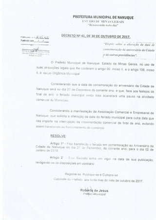 Decreto n°41 2017