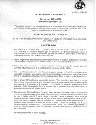 Decreto número 217 de 2012 septiembre 25