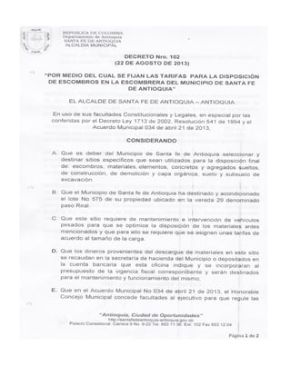 Decreto no 102 del 22 de agosto de 2013