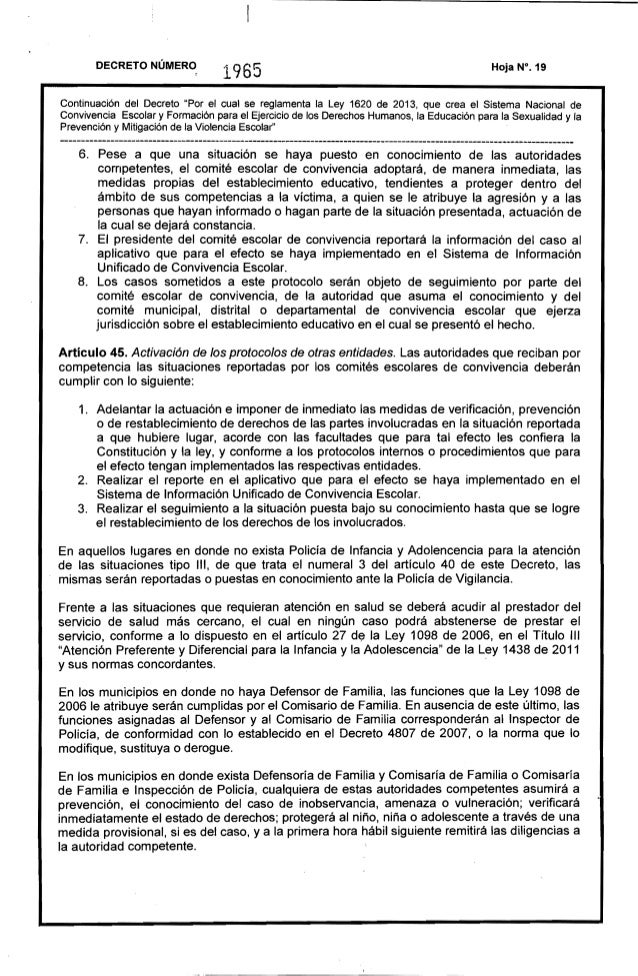 Decreto Reglamentario 1965 de Septiembre 11 de 2013 de la 