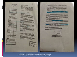 Exento 107-modificación decreto 511/97 
