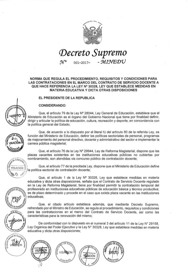 Decreto Supremo NÂº 001 2017 Minedu