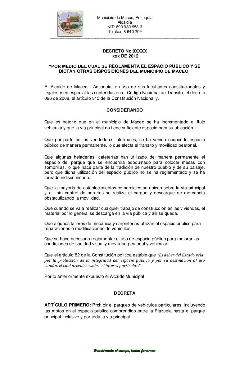 Proyecto Normativo espacio público