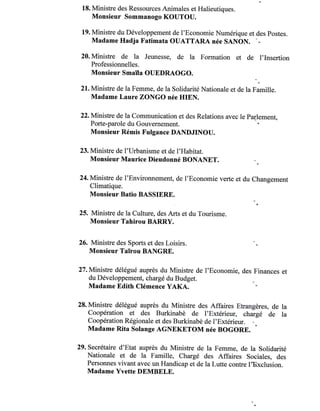 18.Ministre des Ressources Animales et Halieutiques.
Monsieur Sommanogo KOUTOU.
19.Ministre du Développement de l'Economie...