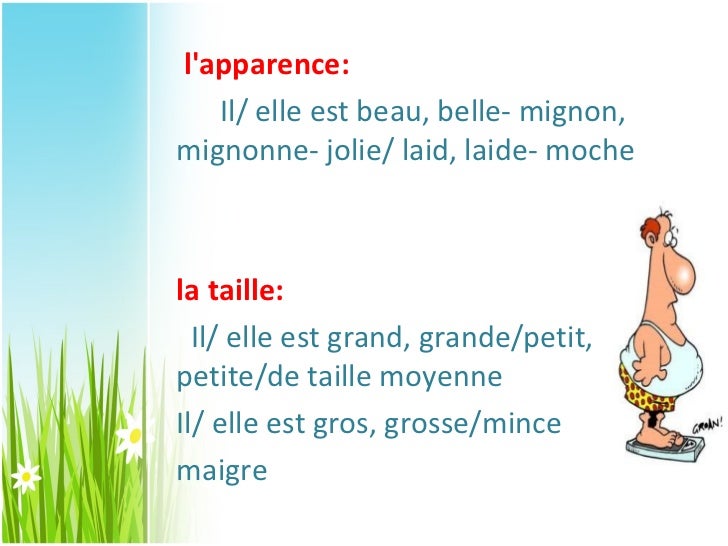 Adjectif De Beauté Pour Une Femme Décrire une personne.