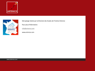 Décryptage réalisé par la Direction des Etudes de l’Institut Artenice
Pour plus d’information:
info@artenice.com
www.artenice.com
www.artenice.com
 