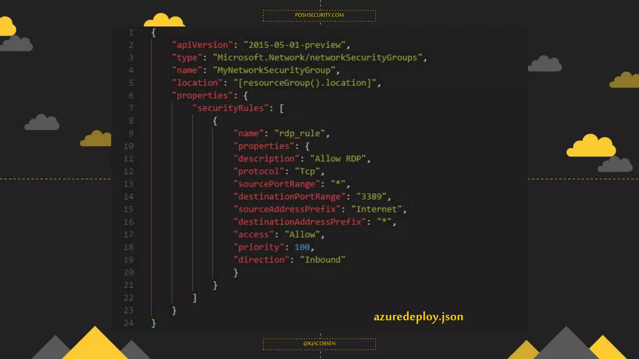 POSHSECURITY.COM
@KJACOBSEN
azuredeploy.json
 