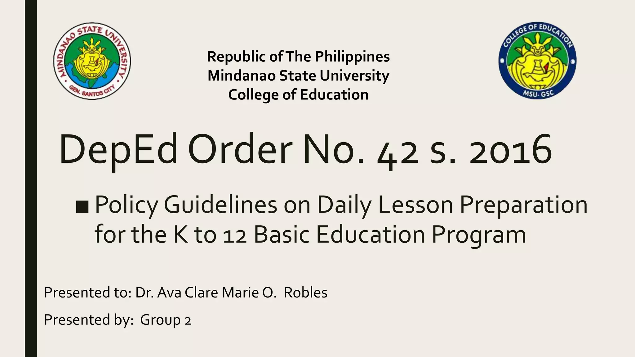 Deped order no 42 s 2016 ppt