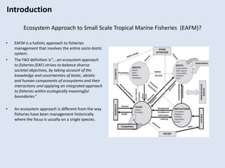 Ecosystem Approach to Small Scale Tropical Marine Fisheries (EAFM)?
• EAFM is a holistic approach to fisheries
management ...