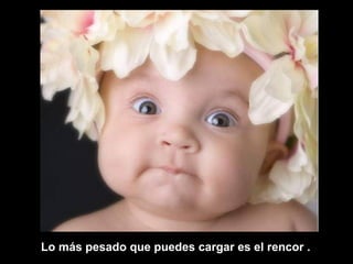 Lo más pesado que puedes cargar es el rencor .   