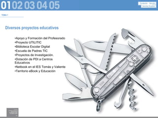 Diversos proyectos educativos ,[object Object],[object Object],[object Object],[object Object],[object Object],[object Object],[object Object],[object Object],TEMA 1 