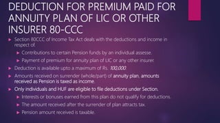 Deductions in income tax act 1961 | PPTX