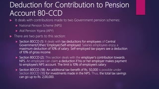 Deductions in income tax act 1961 | PPTX