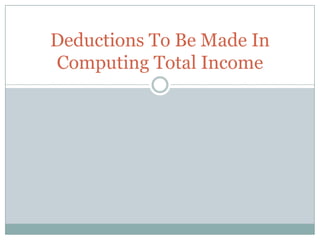 Deductions To Be Made In
Computing Total Income

 