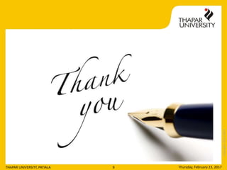 Copyright2013-2014
Thursday, February 23, 2017THAPAR UNIVERSITY, PATIALA 9
 