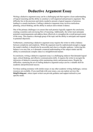 Deductive Argument Essay | PDF