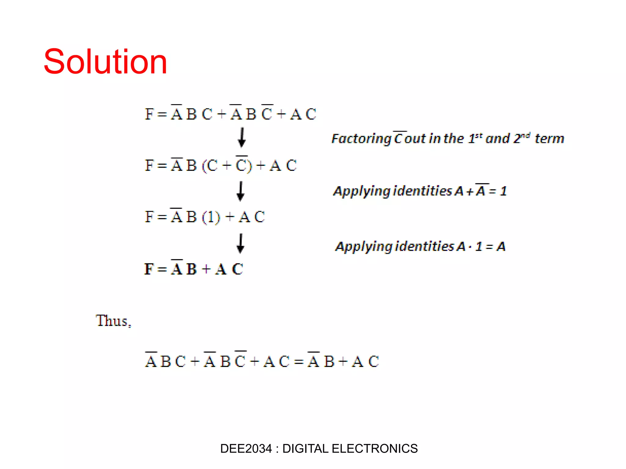 Solution
DEE2034 : DIGITAL ELECTRONICS
 