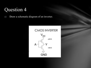 a) Draw a schematic diagram of an inverter.
Question 4
 