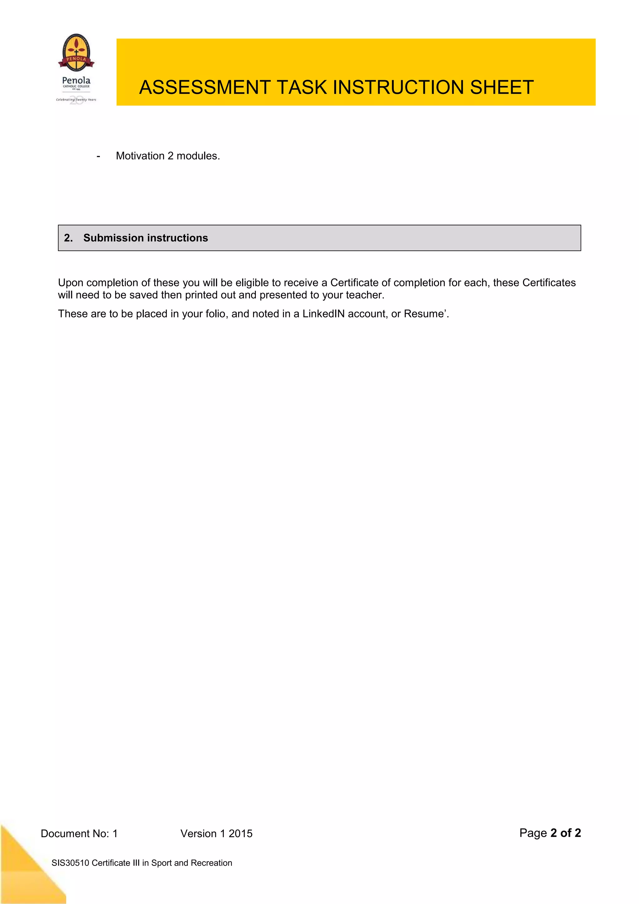 Australian Sports Commission Cert III in Sport and Recreation PDF