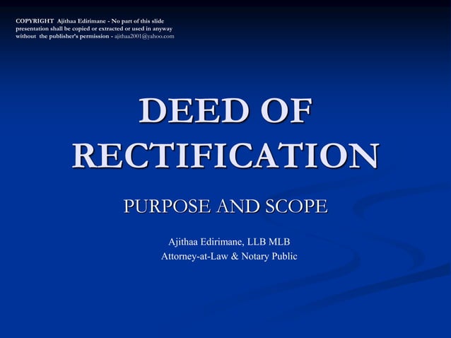 Deed of Rectification | PPT | Real Estate Buying and Selling | Real Estate