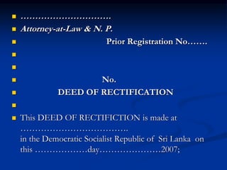Deed of Rectification | PPT