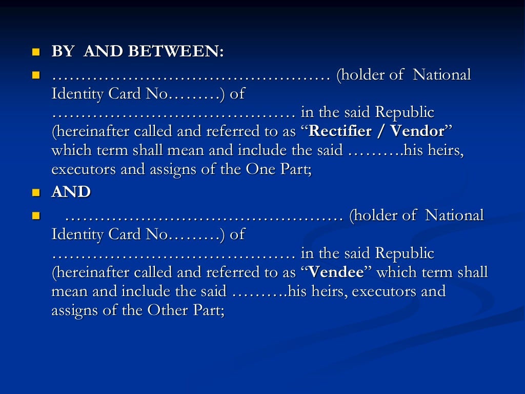 Deed of Rectification