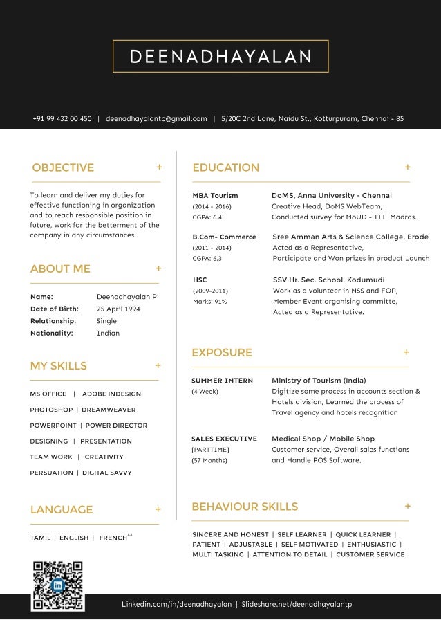 resume 1 page slideshare