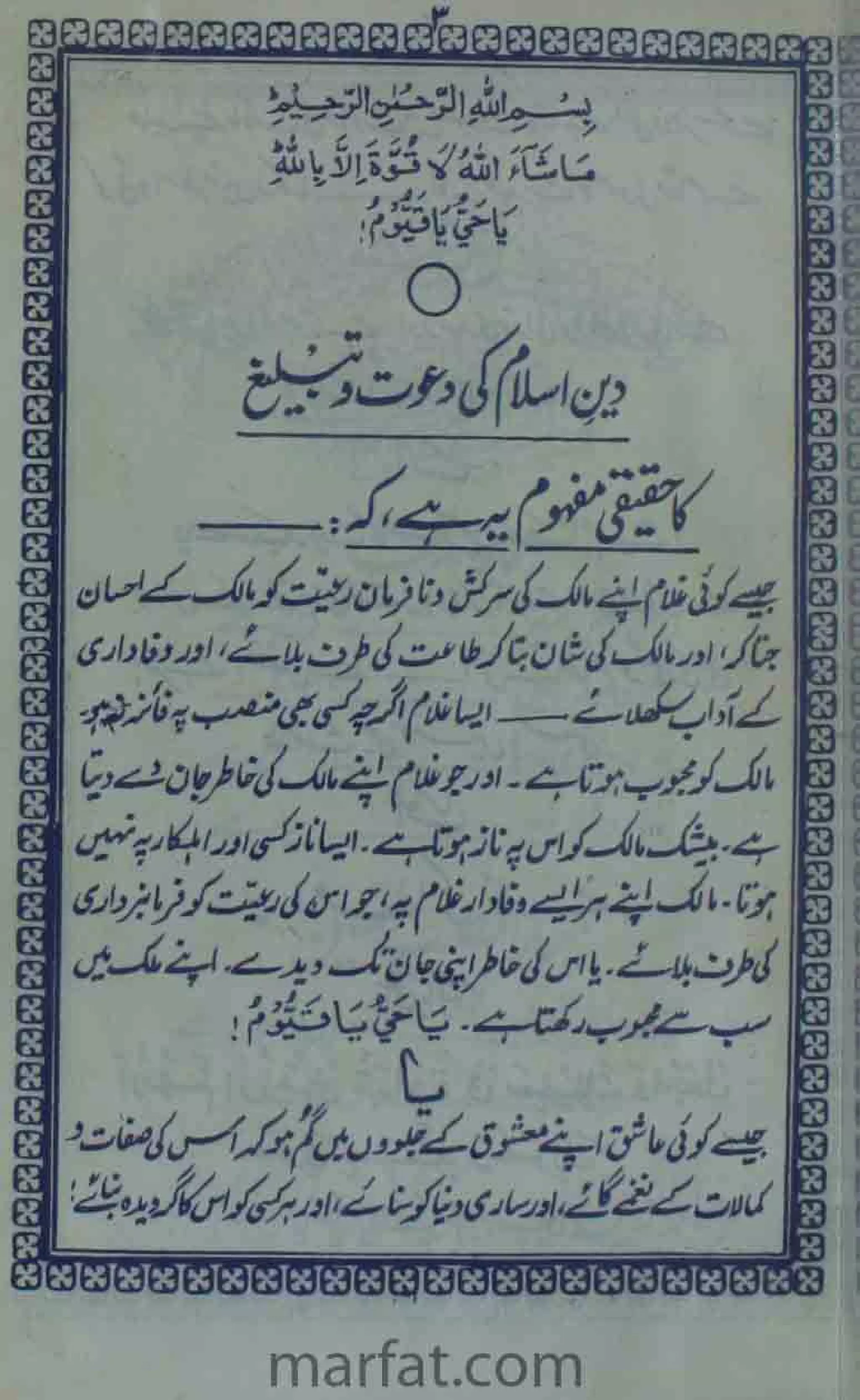 Deene Islam Ki Dawato Tabligh