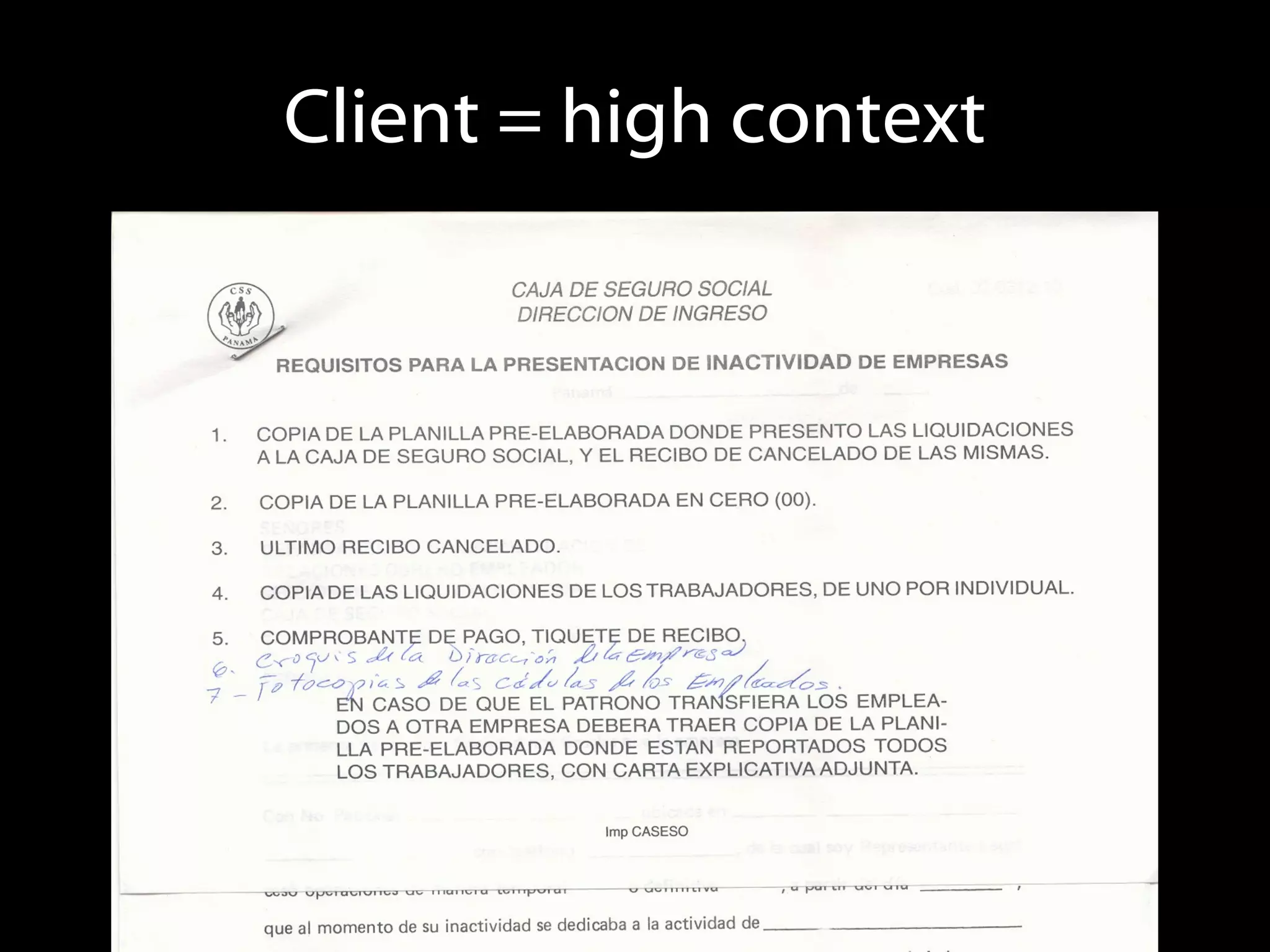 Client = high context