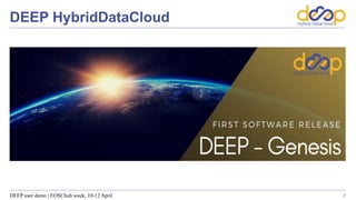 DEEP HybridDataCloud
3DEEP user demo | EOSChub week, 10-12 April
 